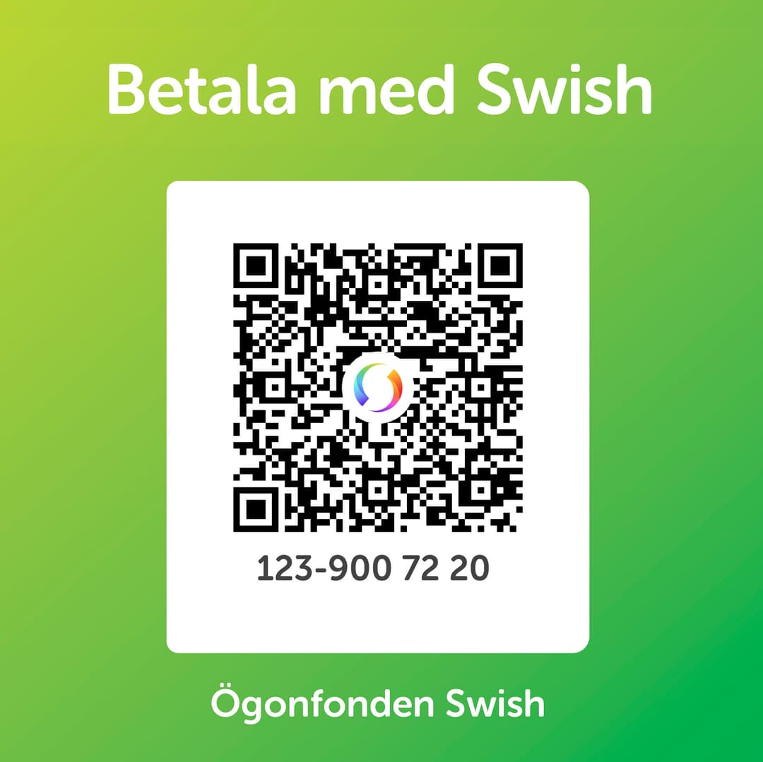 QR-kod för att betala med Swish till Ögonfonden, nummer 123-900 72 20