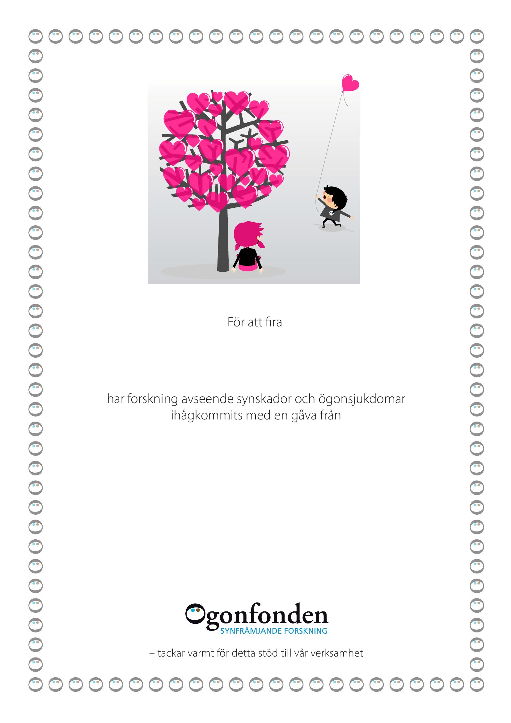 Högtidskort — hjärtträd med rosa löv
